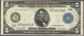 1914 $5 Federal Reserve Note Xf York District photo