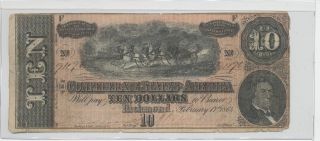 T - 68 Pf - 38 $10 Confederate Paper Money photo
