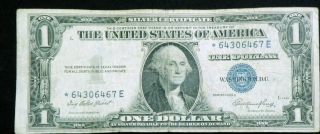 1935e Star $1 One Dollar Silver Certificate Blue Seal Sc7 photo