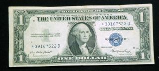 1935e Star $1 One Dollar Silver Certificate Blue Seal Sc10 photo