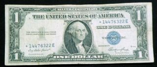 1935e Star $1 One Dollar Silver Certificate Blue Seal Sc22 photo