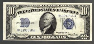 $10 Dollar 1934 D Blue Seal Silver Certificate Old Usa Paper Money Currency photo