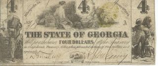 State Of Georgia Milledgeville $4 1864 Signed Issued Low Serial 318 photo