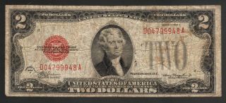 $2 Dollar Red Seal 1928d United States Legal Tender Note Old Us Paper Money Bill photo
