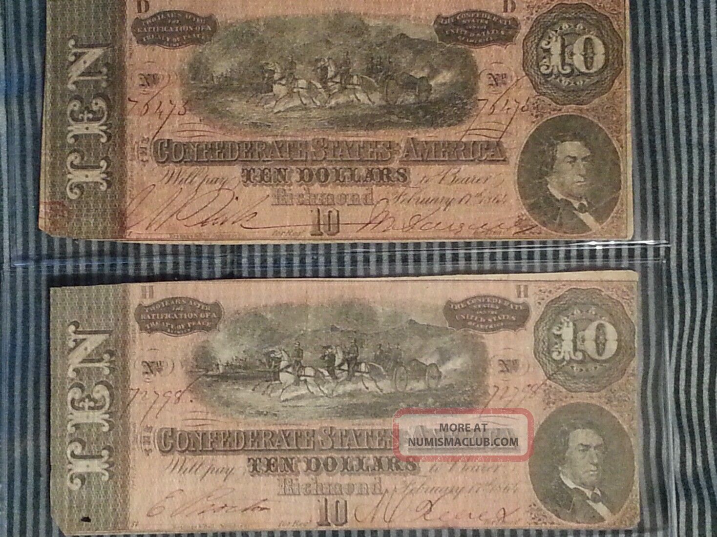 2 1864 Confederate $10 Notes Csa Richmond Civil War Paper Money: US photo