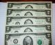 2003 - Five $2.  00 Two Dollar Bills Crispy Us Paper - (minnesota),  Serial Small Size Notes photo 1