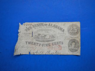 Civil War Confederate 1863 25 Cents Note Mongtomery Alabama Paper Money Note Csa photo