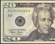 Unc 2004 $20 Dollar Bill Low 3 Digit 366 Federal Reserve Note In Bep Folder Small Size Notes photo 1