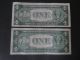 2 Unc.  $1 Silver Certificates 1935 D & 1935 G (no Motto) One Dollar Bills Small Size Notes photo 1