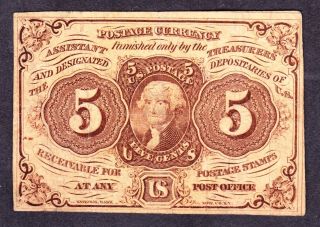 Us 5c Fractional Currency Note Fr1230 F - Vf (- 005) photo