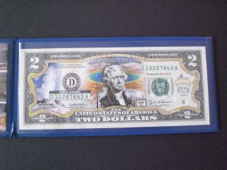 Legal Tender Us Colorized $2 Yellowstone National Park W/ Folder Series 2003a photo