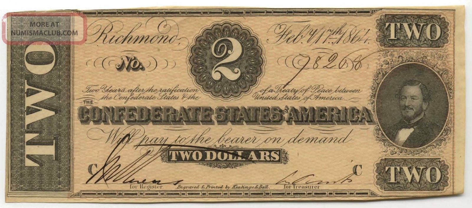$2 Confederate Richmond Unc Pq L@@k Paper Money: US photo