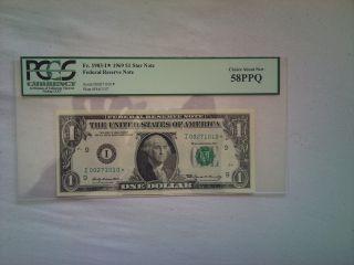 1969 Star Us$1 Federal Reserve Note Pcgs Graded Choice About 58 Ppq I Block photo