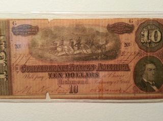 1864 $10 Confederate Bill Note. photo