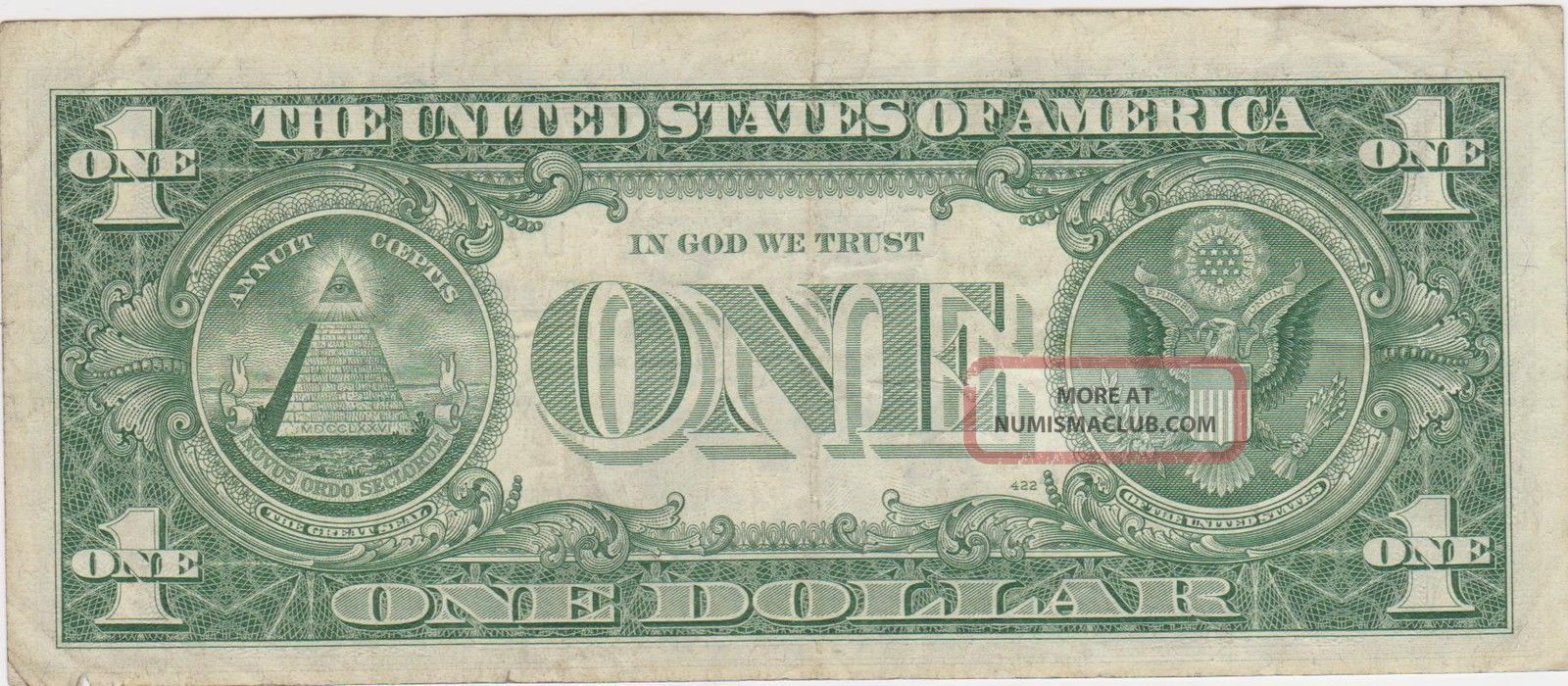 Error Cut Blue Seal 1957 B Silver Certificate One Dollar