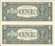 Rare 2 Matching (same Serial) Low 0000 $1 Dollar Bills Notes Series 1999 Gem Cu Small Size Notes photo 1