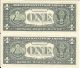 2 Low 00000 Matching (same Serial ' S) $1 One Dollar Bills Notes 1999 & 2009 Cu Small Size Notes photo 1
