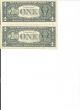 2 Ladder $1 Dollar Bills Federal Reserve Notes 1999 & 1995 Circulated Small Size Notes photo 1