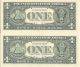 Matching Backwards Serial Numbers $1 Dollar Bills Notes Cu Series 2009 And 2006 Small Size Notes photo 1