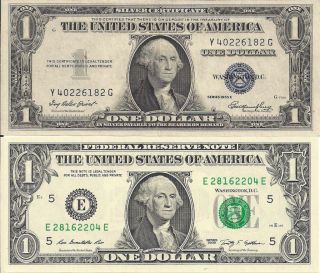 Same Serial Numbers Backward $1 Silver Certificate Dollar Bill Note & Cu $1 2006 photo