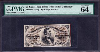 Us 25c Fractional Currency Note Fr1291 Pmg 64 Epq Vch Cu photo