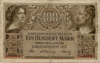 Germany 100 Mark 1918 Kowno Wwi 0381097 photo