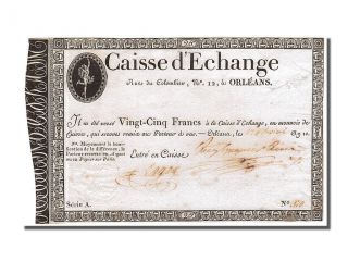 French Assignats,  Caisse D ' Echange Of Orleans,  25 Francs photo