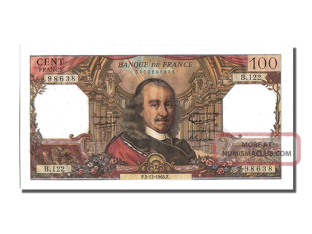 French Paper Money,  100 Francs Type Corneille,  02 Décembre 1965,  Fayette. . . Europe photo