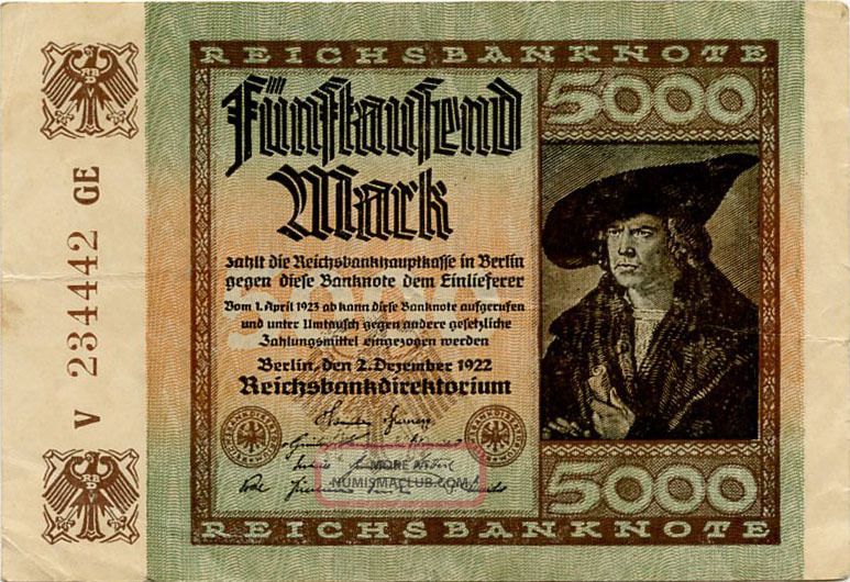 Germany 5.  000 Mark 1922 V234442ge Europe photo