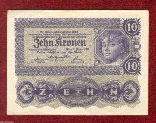 Austria Imperial Bank Note Of 10 Crown Kronen 1922,  Serie 1014 photo