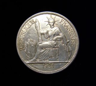 French Indo - China 1921 Piastre Coin.  900 Silver Au photo