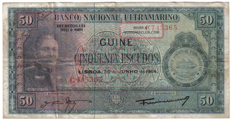 Guinea Portugal 50 Escudos 1964 Pick 40a Look Scans Europe photo