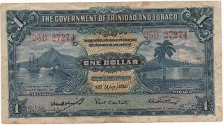 Trinidad & Tobago 1 Dollar 1942 Pick 5 C Look Scans photo