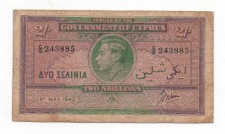 Cyprus 2 Shillings 1942 Pick 21 Look Scans photo