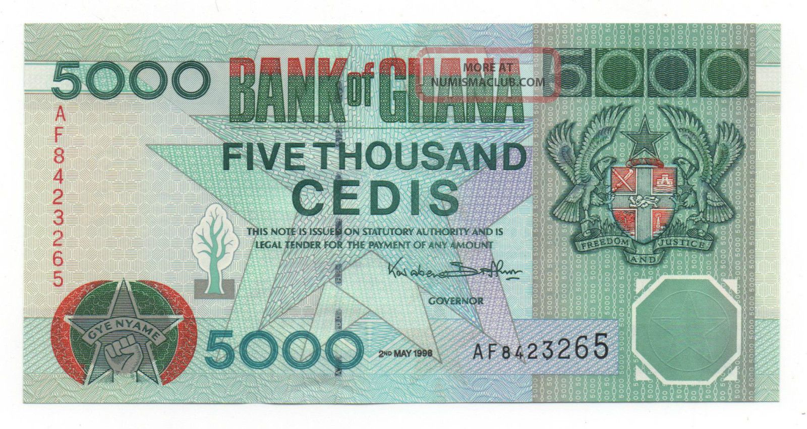 Ghana 5000 Cedis 1998 Pick 34 A Unc ghana-5000-cedis-1998-pick-34-a-unc