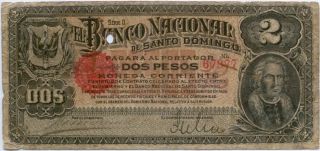 Dominican Republic 1898 - 1899 2 Pesos Banco.  Nacional De Santo Domingo - Columbus - photo