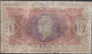 Guadeloupe,  10 Francs,  2.  2.  1944,  P 27a,  Rare photo