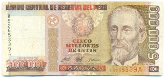 Peru Note 5.  000.  000 Intis 1990 P 149 photo