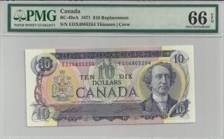 1971 Bc - 49ea Bank Of Canada $10 - Edx4805254 - Pmg Gem Unc 66 Epq - Replacement photo