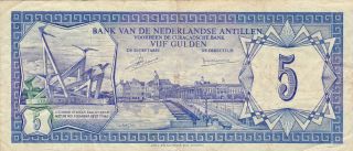 Netherlands Antilles: Five Gulden,  23 - 12 - 1980,  P - 15a photo