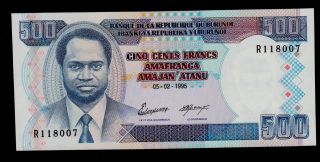 Burundi 500 Francs 1995 R Pick 37a Unc. photo