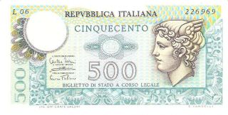 Italy 500 Lire 1974 Pick 94 Unc photo