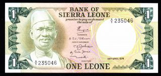 Sierra Leone 1 Leone 1974 A/5 Pick 5a Unc. photo