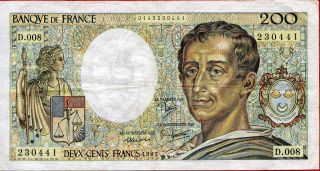 France 200 Francs 1981 P - 155a F ' With Holes ' photo