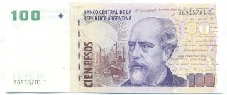 Argentina Note 100 Pesos 2011 Serial T Print Brazil M.  Del Pont - Cobos P 357 Unc photo