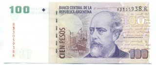 Argentina Note 100 Pesos 2011 Serial Ñ M.  Del Pont - Cobos P 357 Unc photo