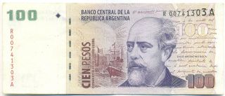 Argentina Note 100 Pesos 2000/1 Replacement Pou - Alvarez P 351 Vf+ photo