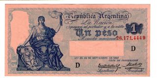 Argentina Note 1 Peso 1926 - 9 Serial D Malleagil - Castex P 243b Axf photo