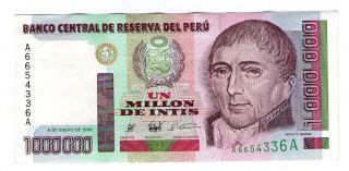 Peru Note 1.  000.  000 Intis 5.  1.  1990 P 148 Xf photo