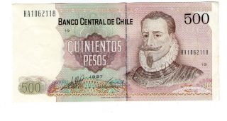 Chile Note 500 Pesos 1997 P 153e Xf photo